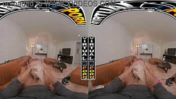 Busty blonde stepmom riding dick from your pov