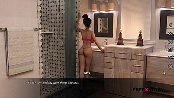 Alex's voyeuristic pleasure as he watches his landlordess shower and masturbate in the new PC game