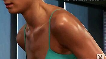 Bikini fitness models perform sexy workouts