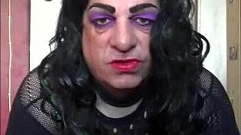 Shy sissy crossdresser masturbates and shoots cum on the floor in homemade humiliation scene.