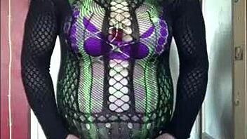 Shy sissy crossdresser masturbates and shoots cum on the floor in homemade humiliation scene.