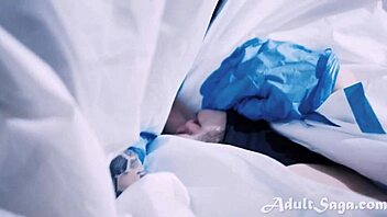 Intense fucking with cautious lovers using gloves and footjobs