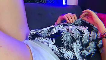 Girl next door with natural tits MASTURBATES to JUICY PUSSY ORGASM in softcore scene