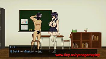 A college beauty engages in sexual activity with a man in a new Hentai game featuring breeding log gameplay