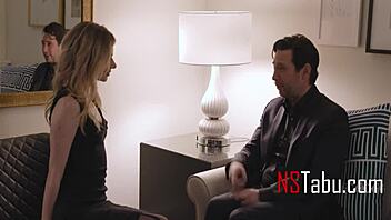 Tiny blonde fucks old boss rough in stockings 😈