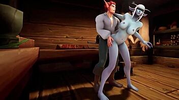 Elf Teases Night Elf In Kitchen.