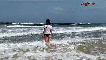 Naked stroll along southern beaches post-intimate encounter