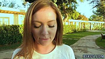 Brunette teen pornstar gets fingered and rimmed orally