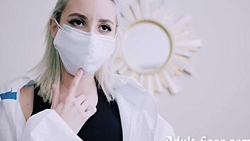 Intense fucking with cautious lovers using gloves and footjobs