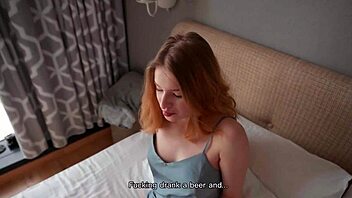 Amateur stepsister gives a good blowjob and has morning cowgirl sex