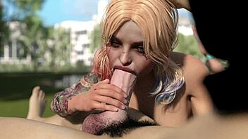 harley quinn deepthroats huge white dick in game