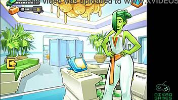 Cartoon adventure: Two girls in a sauna in space