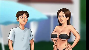 Risky pool encounter between stepbro and stepsis in bikini
