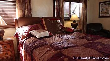 teen lesbian girlfriends rub pussies together gently.