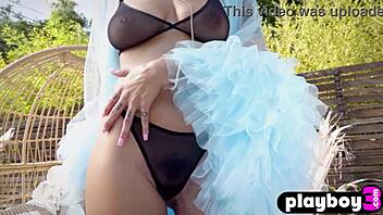 playboy3 com - perfect big ass ebony milf julie kay posed in lingerie and posed outdoor