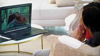 Penthousegold Com - Brunette Sarah Cute Helps A Guy With A Cock Ride In Reverse Cowgirl