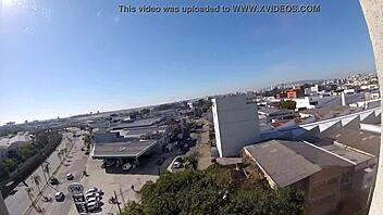 naked in hotel window feeling exposed and horny