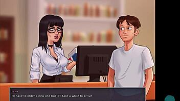 In Summertime Saga episode 41, the brunette babe teases with her big ass during roleplay.