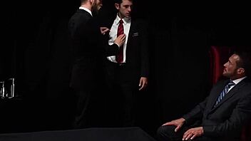 curious gay mormon explores a steamy blowjob in tight uniform.