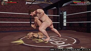 Ethan Battles Rosemary In Naked 3D Wrestling With Rough Fucking