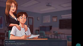 In Summertime Saga episode 41, the brunette babe teases with her big ass during roleplay.