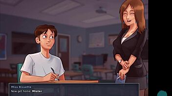 In Summertime Saga episode 41, the brunette babe teases with her big ass during roleplay.