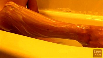 It's bath time for a shaved fetish session.