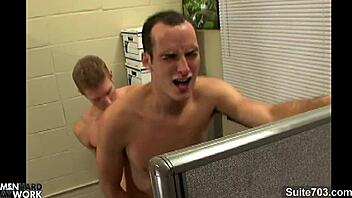 Gay man sucks monster cock in office anal