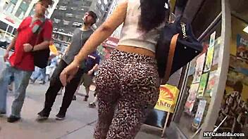 Watching a video of someone in spandex showing off their ass in high definition.