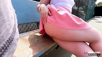 Haley Spades flashes and gets deepthroat blowjob after tennis 😈