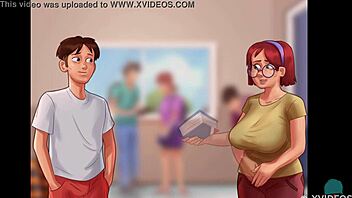 In Summertime Saga episode 41, the brunette babe teases with her big ass during roleplay.