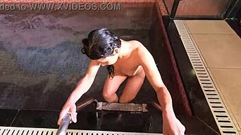 feeling horny by the pool with lalla potira's anal blowjob