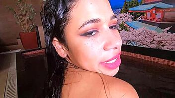 feeling horny by the pool with lalla potira's anal blowjob