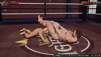 Ethan Battles Rosemary In Naked 3D Wrestling With Rough Fucking