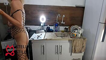 I hired the bricklayer for home renovation, watch how I paid him with my natural tits?