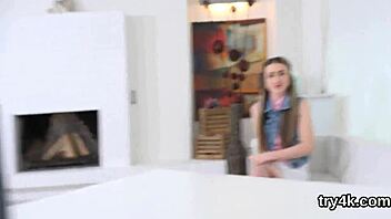 Teen cutie gives cumming blowjob and kisses in POV