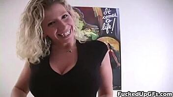 Sara Jay gives a hot blowjob with her big tits