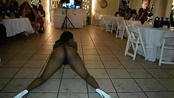 Lil Mama Bends Over for Ebony Femdom Orgy Cumshot