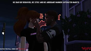 Makoto's initial infidelity in a public setting - outdoor intercourse