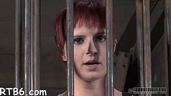 restrained gal punished hard in garage with rough pounding