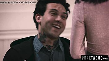 small hands struggles with two girls' big cocks