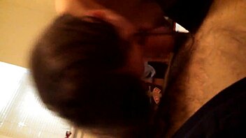 Amateur brunette sucks big cock part 1