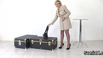 Adulterous British Mature Lady Sonia Flaunts Huge Tits in Lingerie