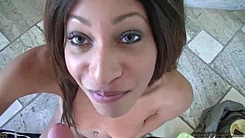 Tiny teen Trisha teases before sucking cock