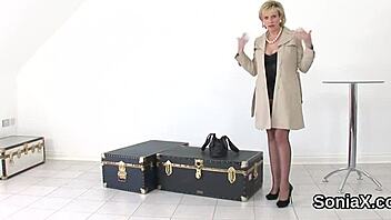 Adulterous British Mature Lady Sonia Flaunts Huge Tits in Lingerie