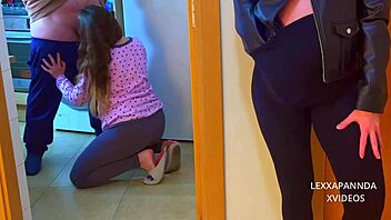 Pregnant women casually suck their friend's dick in this horny session.