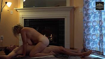 Older couple enjoys anal and rimming by the fire