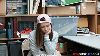 Amateur teen shoplifting caught by security guard