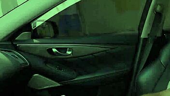 Freckled redhead gets hardcore facial from big cock in car