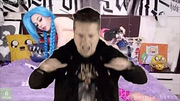 rapper interacts with purple bitch in anal jinx cosplay